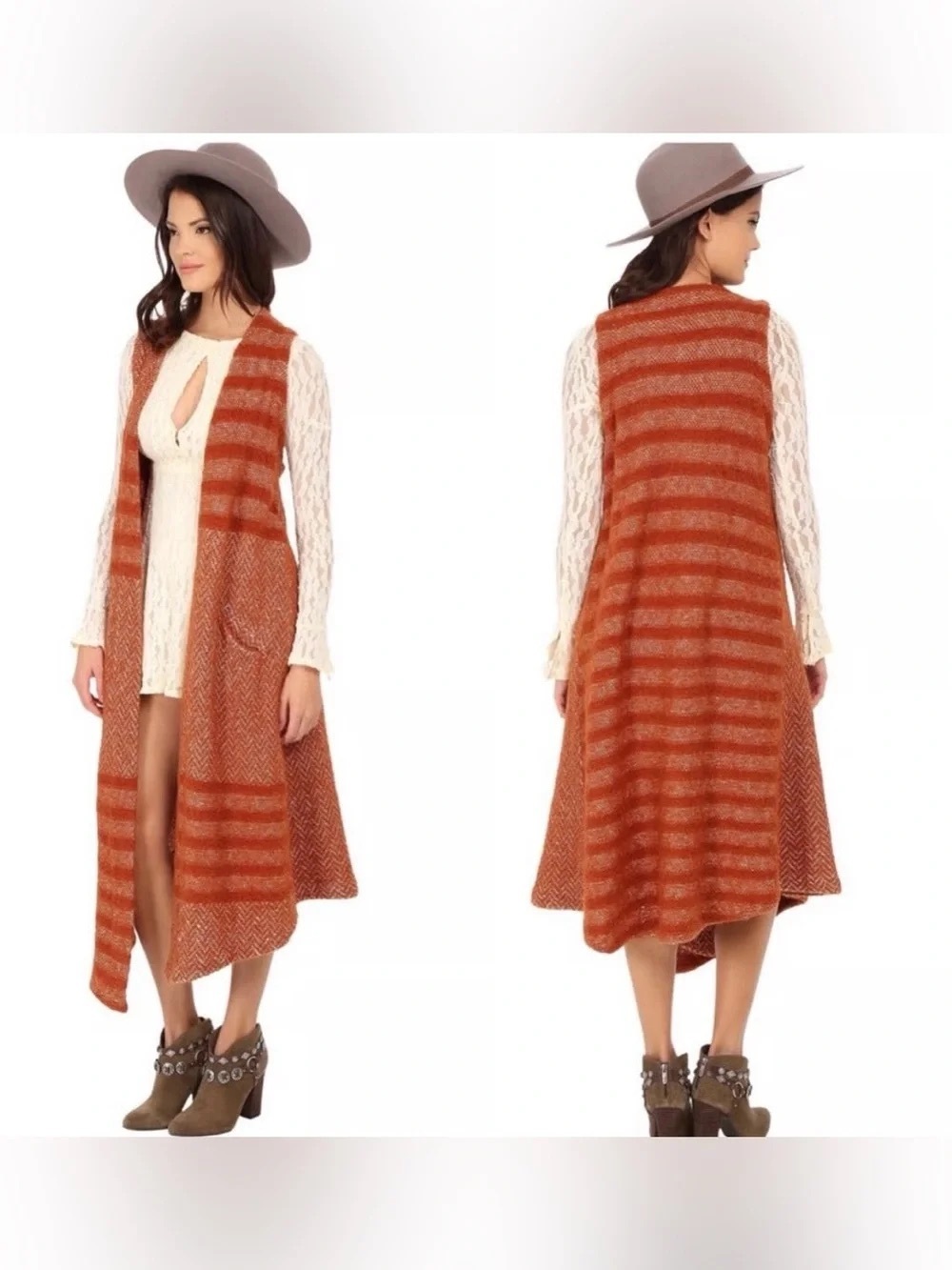 Free People Maxi Knit Wool Cardigan
